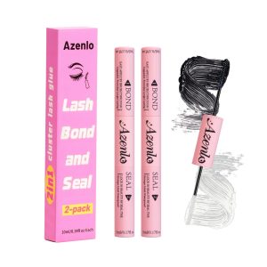 Azenlo 2-Pack Cluster Lash Bond and Seal Glue - Dual-Ended Lash Adhesive for Lash Extensions. Waterproof Latex-Free Strong Hold Lash Glue. All-Day Wear & Effortless Application for DIY Lash Clusters