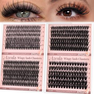 Azenlo Wispy Lash Clusters 30D+40D+60D+80D- 4 Styles 10-16mm DIY Eyelash Extensions. Natural Look Lightweight. Beginner Friendly Reusable 456pcs Individual Lashes for Everyday & Party Use